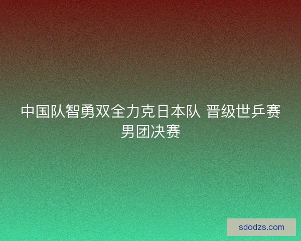 中国队智勇双全力克日本队 晋级世乒赛男团决赛