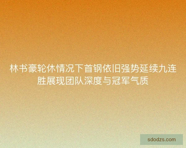 林书豪轮休情况下首钢依旧强势延续九连胜展现团队深度与冠军气质